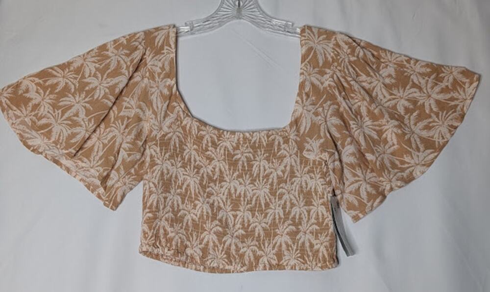 RIP CURL Womens Tan surf palm top size Small BOHO Beachy Casual Vacation NWT